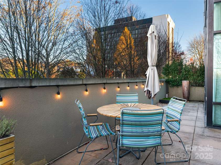 60 Market Street, Asheville, NC 28801.  MLS# CAR4321764, YatesRealty ID 1000. East-facing terrace off living room