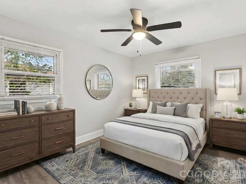 5448 Kinsale Lane, Charlotte, NC 28215.  MLS# CAR4338545, YatesRealty ID 10083. Walking into the first bedroom (virtually staged).