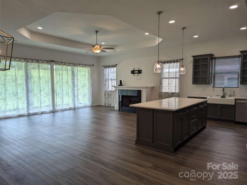 6642 Star Drive, Sherrills Ford, NC 28673.  MLS# CAR4253691, YatesRealty ID 10092. Spacious Living Room ,Fire Place, Expansive island