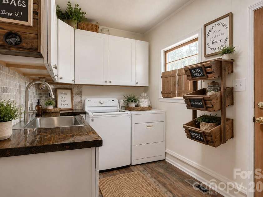 8684 Teals Mill Road, Cheraw, SC 29520.  MLS# CAR4388671, YatesRealty ID 10092. Virtually staged laundry room