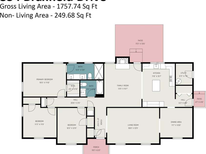 834 Braxfield Drive, Charlotte, NC 28217.  MLS# CAR4357361, YatesRealty ID 10145. Floor Plan 1