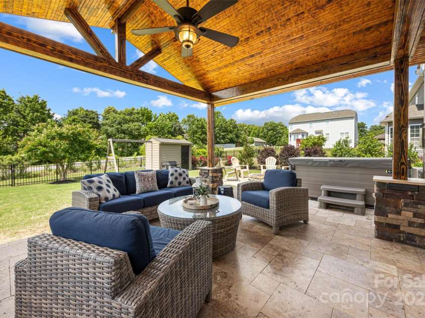 487 Hawks Creek Parkway, Fort Mill, SC 29708.  MLS# CAR4246089, YatesRealty ID 10180. Back patio