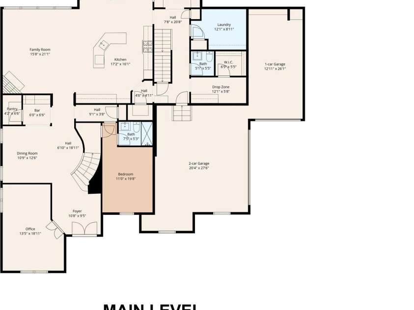 1105 Giacomo Drive, Waxhaw, NC 28173.  MLS# CAR4346410, YatesRealty ID 10275. Main Level Floor Plan