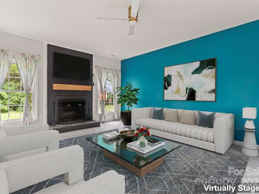 121 Northampton Drive, Mooresville, NC 28117.  MLS# CAR4250579, YatesRealty ID 10286. Virtually staged great room