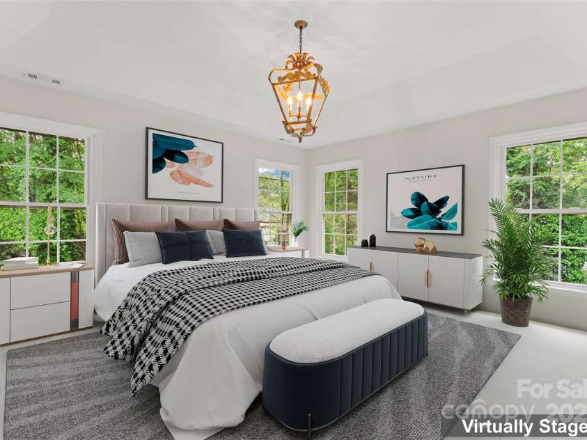 121 Northampton Drive, Mooresville, NC 28117.  MLS# CAR4250579, YatesRealty ID 10286. Virtually staged primary bedroom