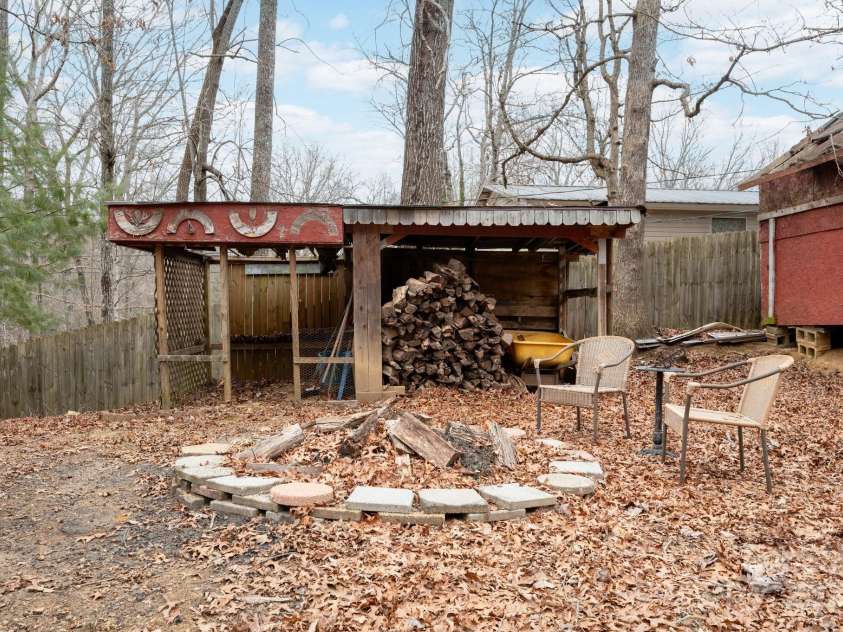 242 Breezy Mountain Lane, Mills River, NC 28759.  MLS# CAR4215866, YatesRealty ID 10330. Fire pit and Chicken pen? / open storage shed.