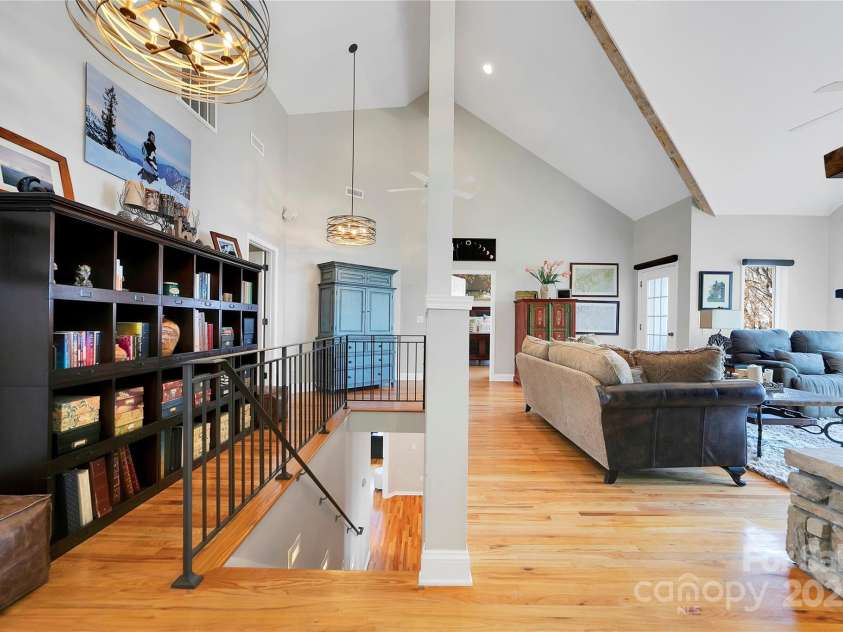 170 Oakanoah Court, Brevard, NC 28712.  MLS# CAR4247487, YatesRealty ID 10350. Open Living and Stairway to Lower Level