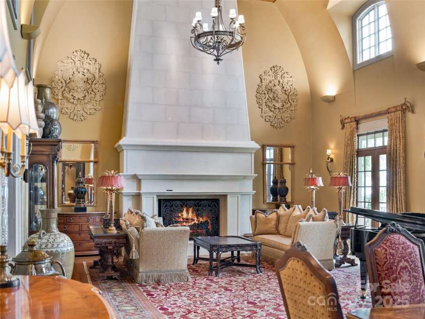 234 Skycliff Drive, Asheville, NC 28804.  MLS# CAR4280892, YatesRealty ID 1041. Grand Room with Italian Limestone Fireplaces