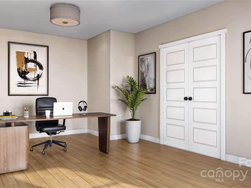 817 Garringer Place, Charlotte, NC 28208.  MLS# CAR4253166, YatesRealty ID 10434. First Floor Study - 3D Rendering, finishes may vary
