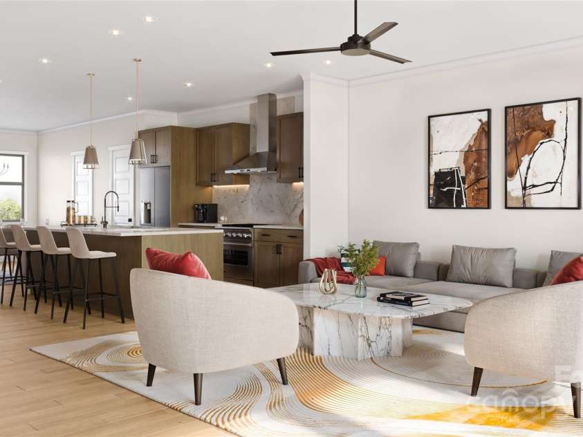 817 Garringer Place, Charlotte, NC 28208.  MLS# CAR4253166, YatesRealty ID 10434. Second Floor Open Floor Plan - 3D Rendering, finishes may vary