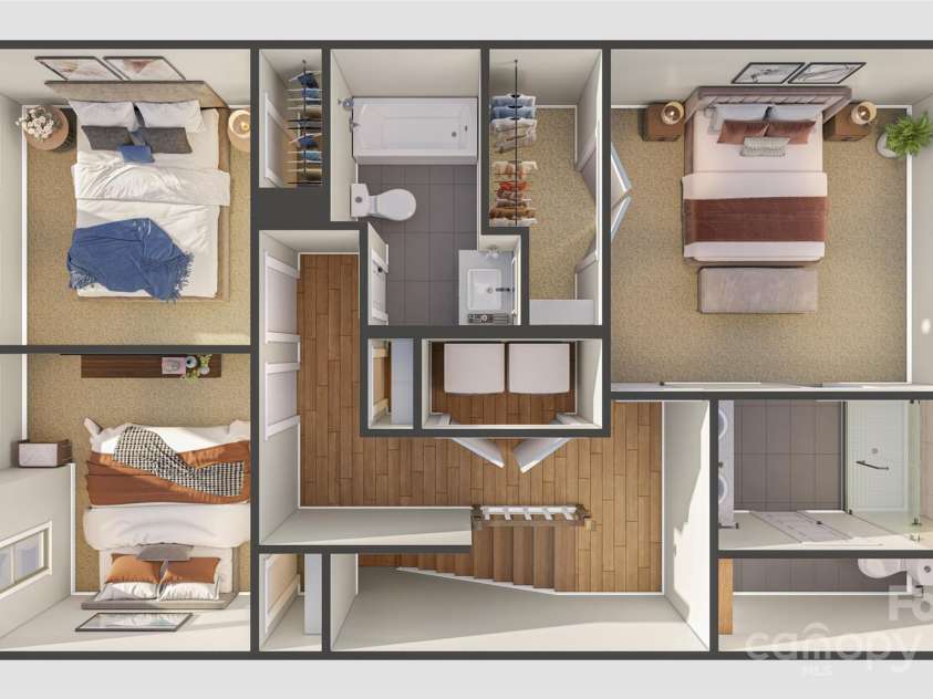 817 Garringer Place, Charlotte, NC 28208.  MLS# CAR4253166, YatesRealty ID 10434. Third Floor - 3D Rendering, finishes may vary