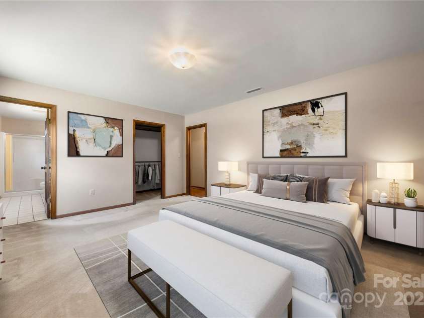 5303 Rogers Road, Monroe, NC 28110.  MLS# CAR4312504, YatesRealty ID 1046. Primary bedroom with dual closets and en-suite bath