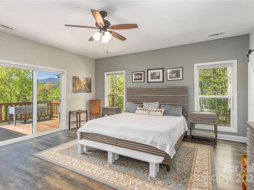186 Timucua Trail, Waynesville, NC 28786.  MLS# CAR4254132, YatesRealty ID 10475. Primary bedroom with a view!