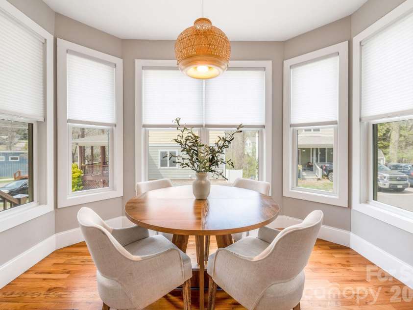 8 Lamar Avenue, Asheville, NC 28803.  MLS# CAR4365889, YatesRealty ID 10551. Window lined dining area