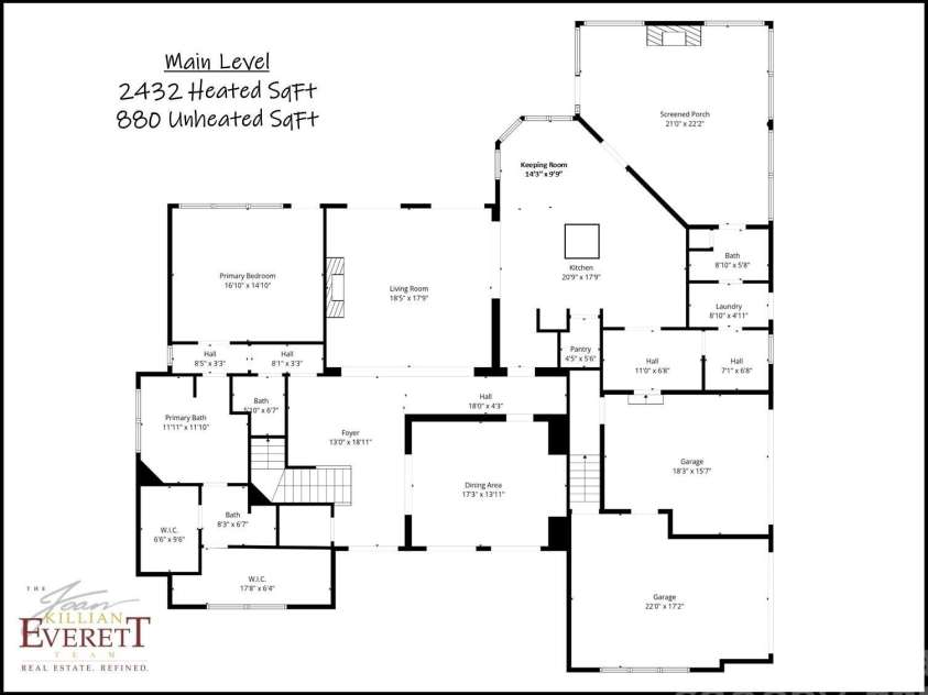 834 9th Avenue, Hickory, NC 28601.  MLS# CAR4366264, YatesRealty ID 10697. Floor Plan Main Level