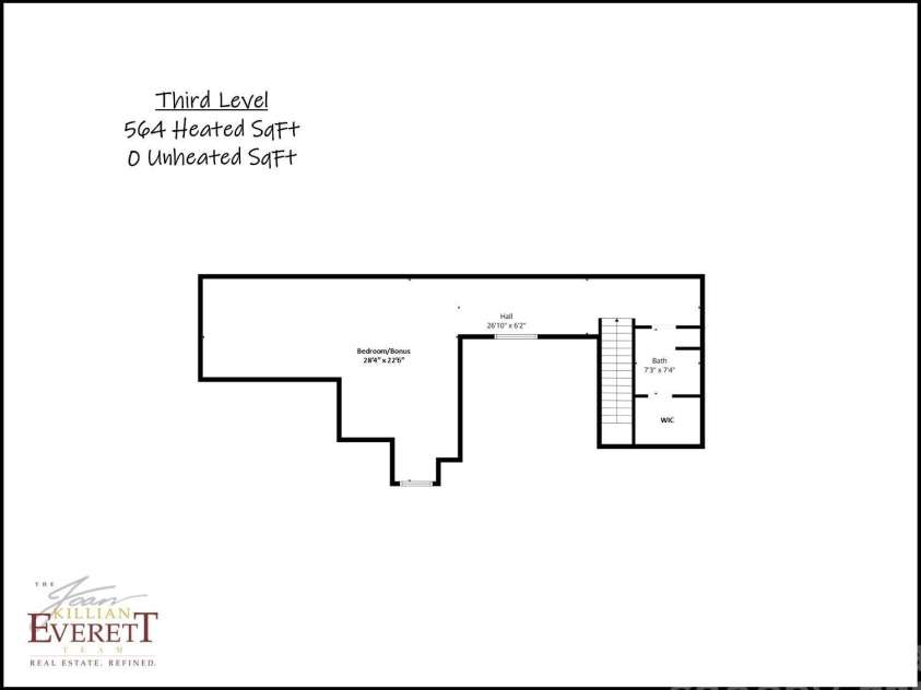 834 9th Avenue, Hickory, NC 28601.  MLS# CAR4366264, YatesRealty ID 10697. Floor Plan Third Level