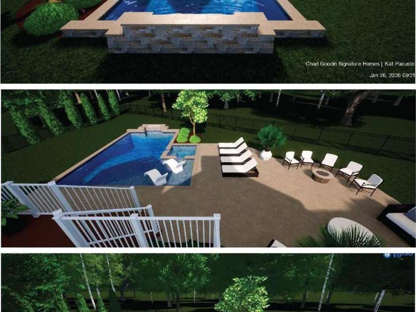 134 Lawrence Tee Lane, Mooresville, NC 28117.  MLS# CAR4359294, YatesRealty ID 10708. Proposed Pool Renderings