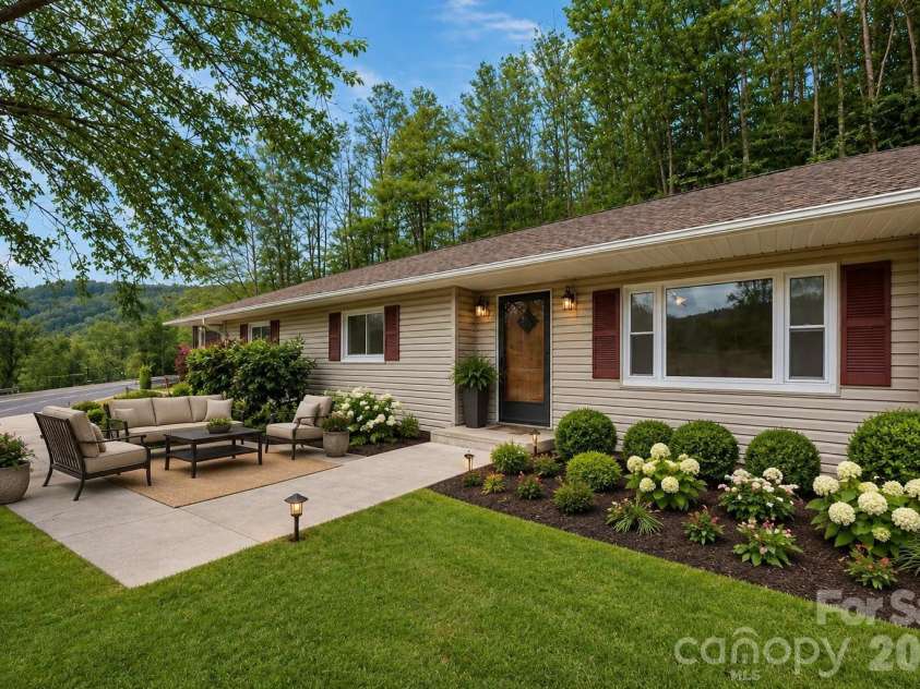 82 Greasy Cove Road, Leicester, NC 28748.  MLS# CAR4330062, YatesRealty ID 10795. Virtual Landscape and patio furniture