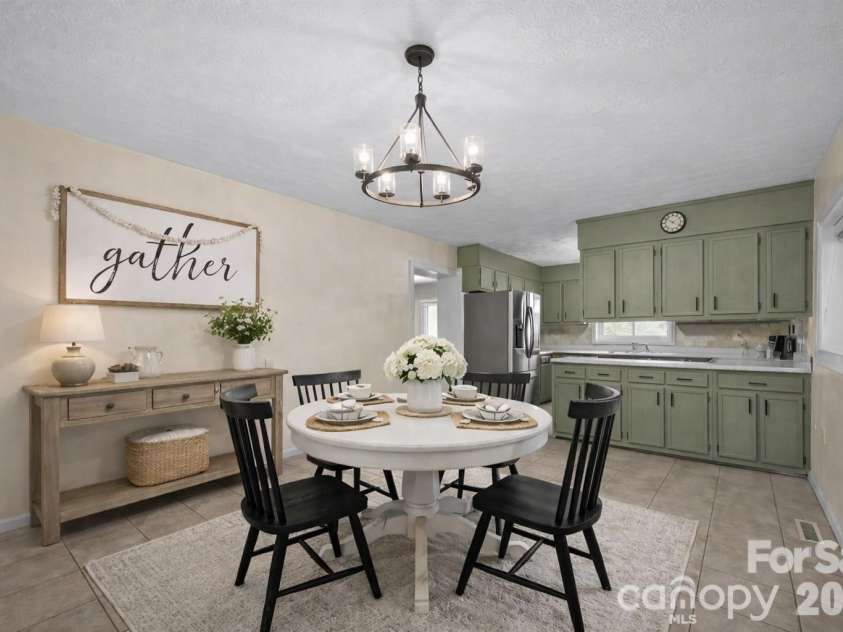 82 Greasy Cove Road, Leicester, NC 28748.  MLS# CAR4330062, YatesRealty ID 10795. Virtually painted cabinets, light fixture and staging