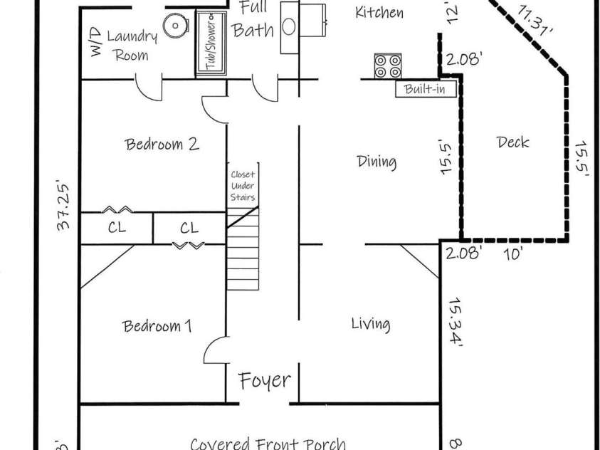 1244 21st Street, Hickory, NC 28601.  MLS# CAR4338743, YatesRealty ID 10800. Main level floor plan