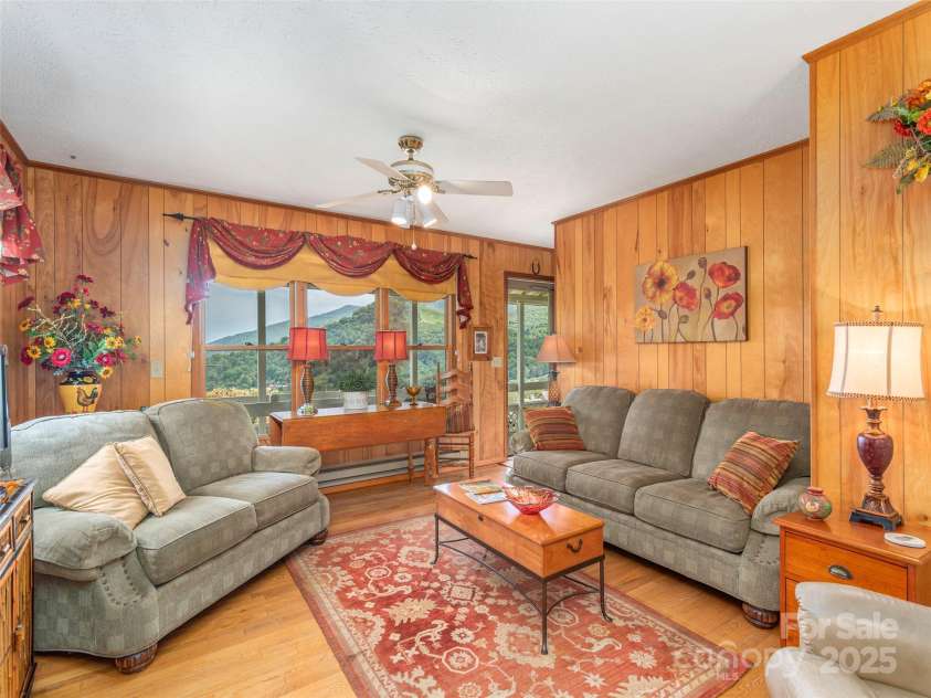 21 Flint Lane, Maggie Valley, NC 28751.  MLS# CAR4181508, YatesRealty ID 10824. Living Room with Mountain Views