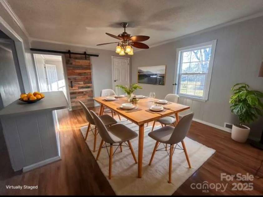 742 Aquadale Road, Albemarle, NC 28001.  MLS# CAR4223319, YatesRealty ID 10870. Dining room staged