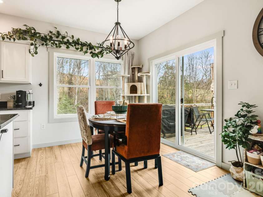 842 Old NC 20 Highway, Alexander, NC 28701.  MLS# CAR4353364, YatesRealty ID 10892. Dining Area w/deck access