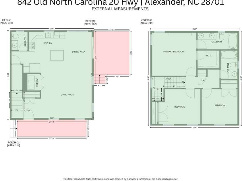 842 Old NC 20 Highway, Alexander, NC 28701.  MLS# CAR4353364, YatesRealty ID 10892. Measurements