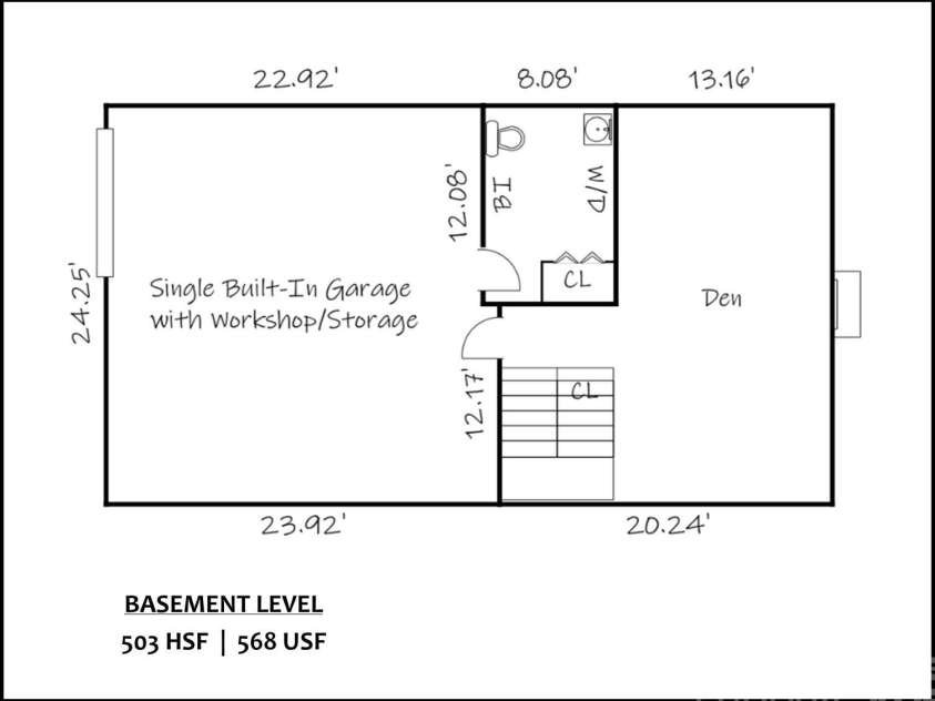 2340 24th Avenue, Hickory, NC 28601.  MLS# CAR4314509, YatesRealty ID 1092. Floor Plan Basement Level