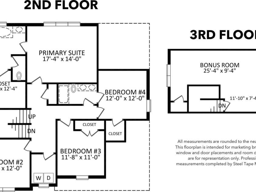 6434 Myston Lane, Huntersville, NC 28078.  MLS# CAR4314711, YatesRealty ID 10924. Second & Third Floor Plans