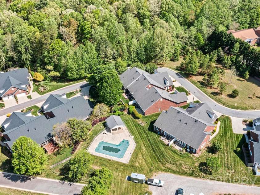 1119 21st Avenue, Hickory, NC 28601.  MLS# CAR4248559, YatesRealty ID 10982. Aerial Rear View/Community Pool