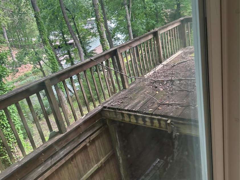 177 Mountain View Lane, Troy, NC 27371.  MLS# CAR4269979, YatesRealty ID 110. Obviously, needs a new back deck. Please be smart and don't try to walk on it