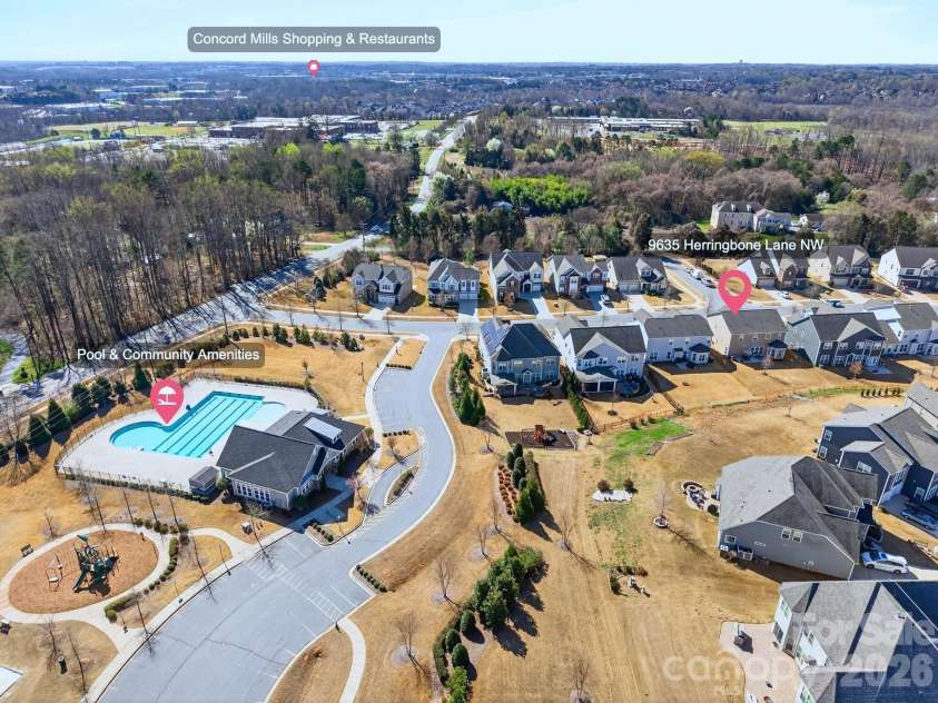 9635 Herringbone Lane, Concord, NC 28027.  MLS# CAR4354389, YatesRealty ID 11108. Nearby Amenities 