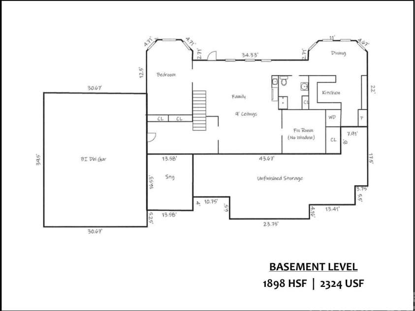 5809 Selkirk Drive, Hickory, NC 28601.  MLS# CAR4235652, YatesRealty ID 11140. Floor Plan Basement Level