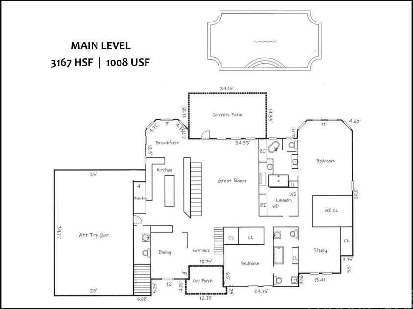 5809 Selkirk Drive, Hickory, NC 28601.  MLS# CAR4235652, YatesRealty ID 11140. Floor Plan Main Level