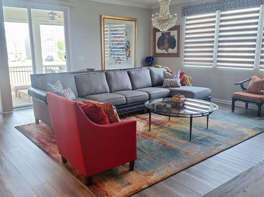 1202 Calder Drive, Indian Trail, NC 28079.  MLS# CAR4250682, YatesRealty ID 11254. Great Room with Crystal Chandelier, Custon Window Treatment and exit to Screen Porch