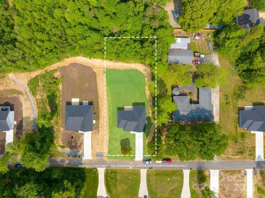 5209 Carden Drive, Charlotte, NC 28227.  MLS# CAR4250481, YatesRealty ID 11412. Aerial of the House