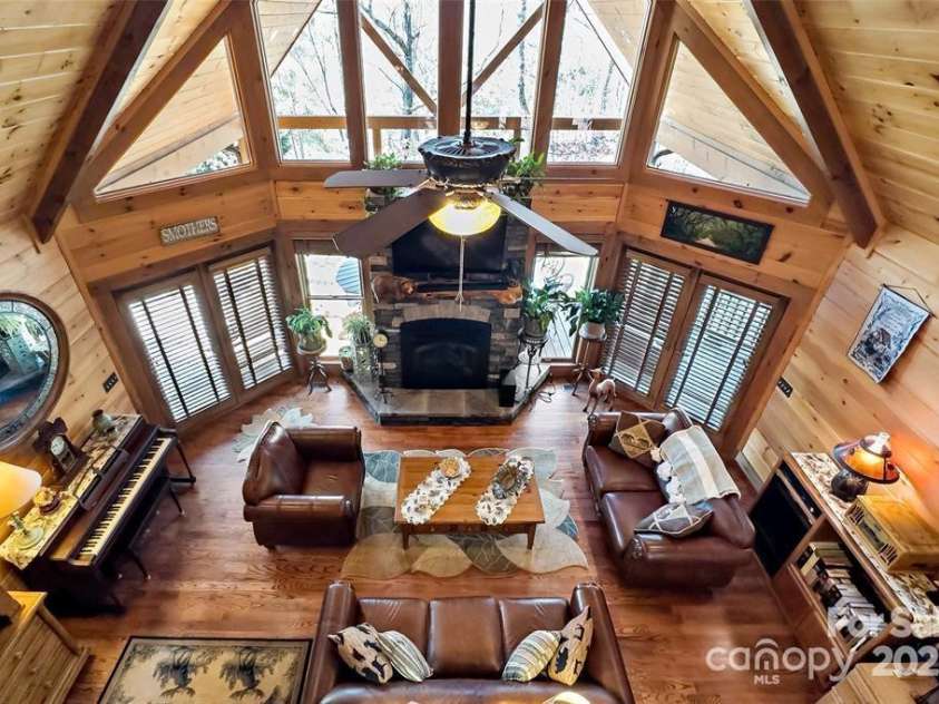 163 Gypsy Mountain Road, Marion, NC 28752.  MLS# CAR4287037, YatesRealty ID 11413. Looking down from loft.