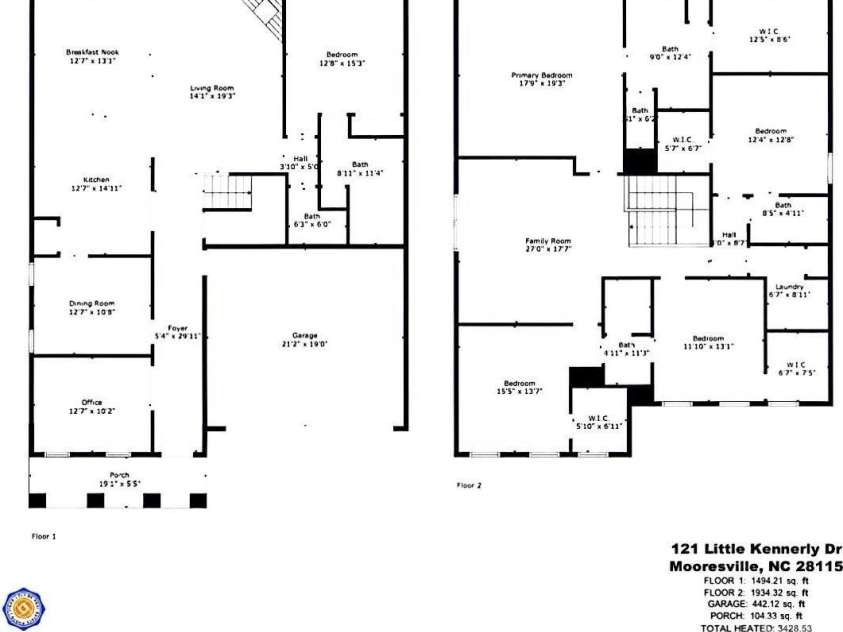 121 Little Kennerly Drive, Mooresville, NC 28115.  MLS# CAR4241437, YatesRealty ID 11479. Floor plan with room dimensions.