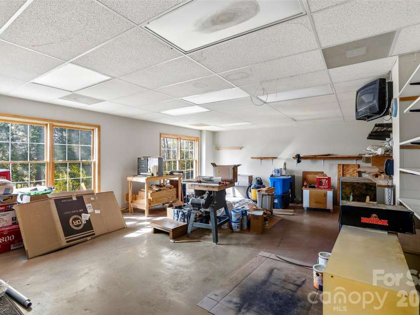 1244 Windover Drive, Brevard, NC 28712.  MLS# CAR4367852, YatesRealty ID 11508. Unfinished Basement Workshop