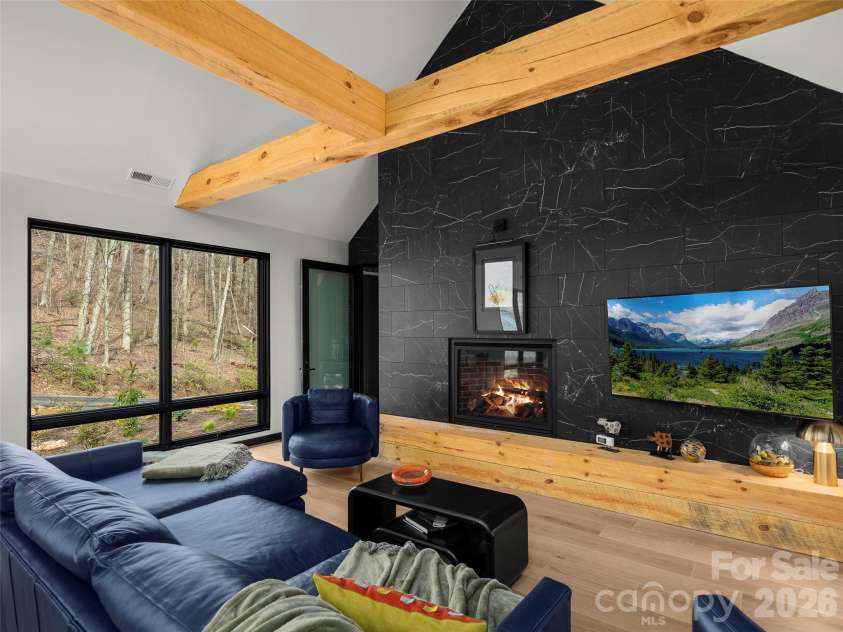 80 Hemlock Circle, Black Mountain, NC 28711.  MLS# CAR4367338, YatesRealty ID 11528. Great Room with custom gas fire place