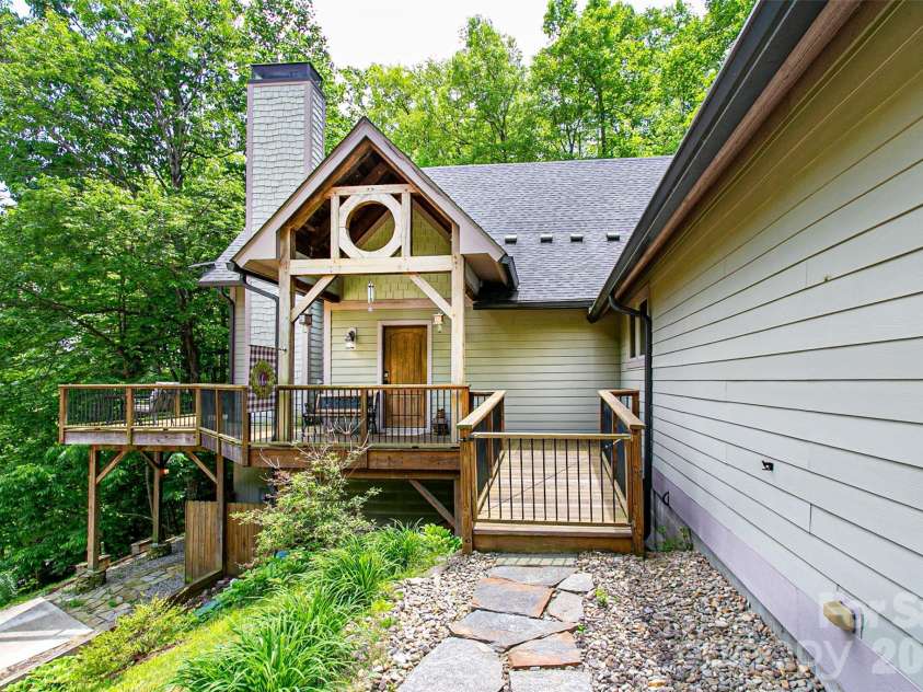 58 Great Aspen Way, Black Mountain, NC 28711.  MLS# CAR4366858, YatesRealty ID 11545. Gated entrance to deck and front door.