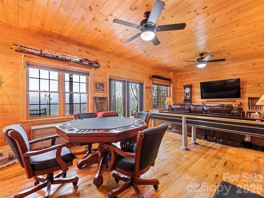 693 High Splendor Road, Robbinsville, NC 28771.  MLS# CAR4362499, YatesRealty ID 11558. Lower Level Game Room