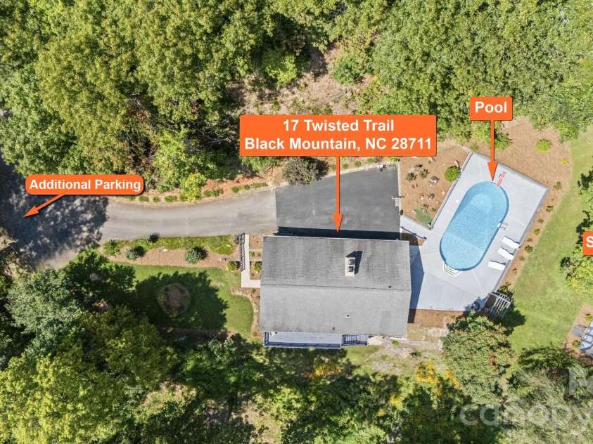 17 Twisted Trail, Black Mountain, NC 28711.  MLS# CAR4364900, YatesRealty ID 11581. Arial views