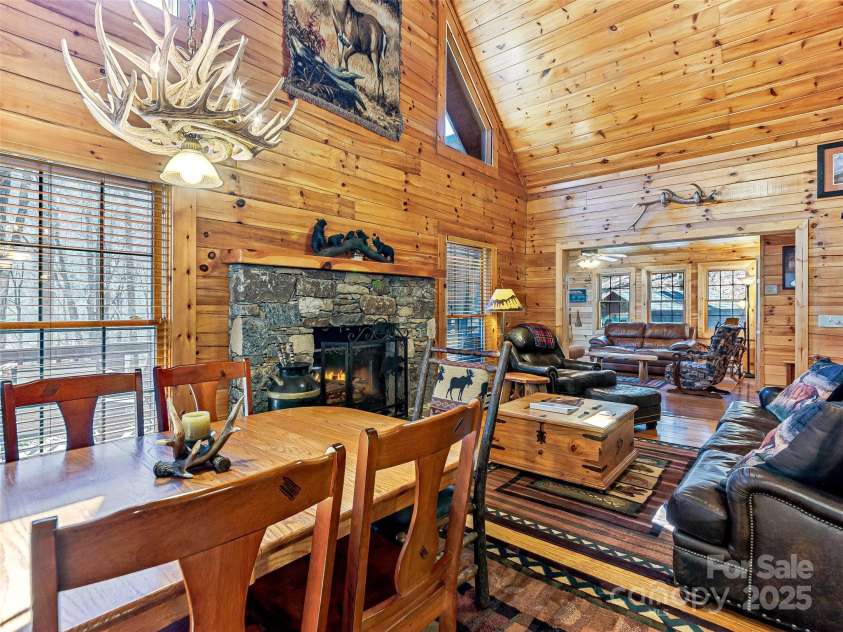 71 Honeymoon Lane, Maggie Valley, NC 28751.  MLS# CAR4240026, YatesRealty ID 11581. Dining and living room