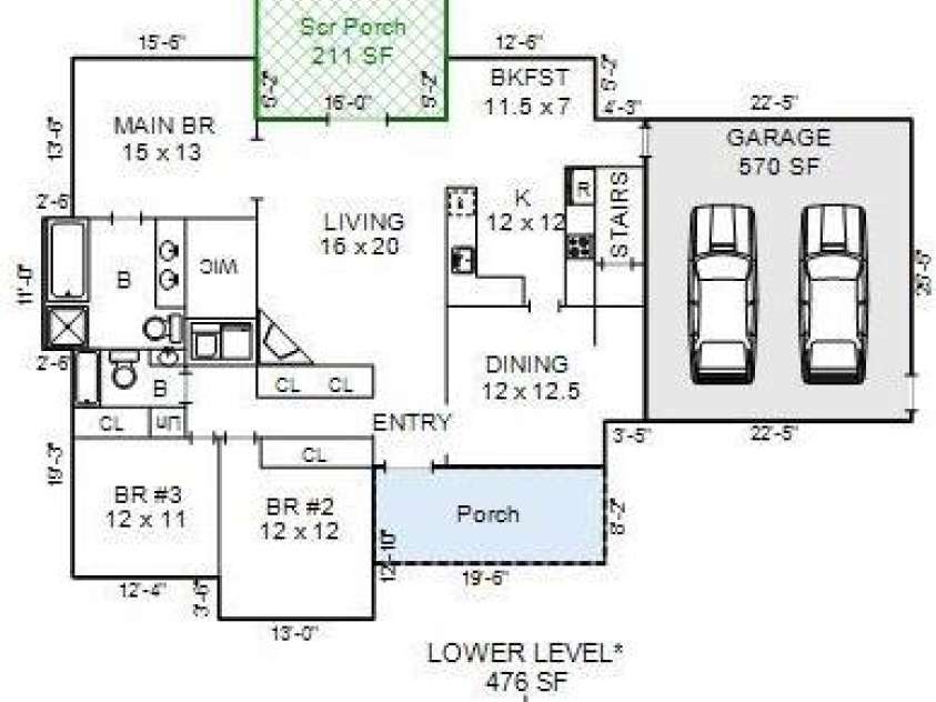 63 Wanei Court, Brevard, NC 28712.  MLS# CAR4359510, YatesRealty ID 11607. Floor plan
