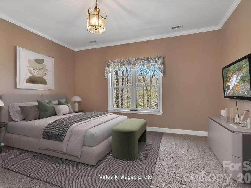 63 Wanei Court, Brevard, NC 28712.  MLS# CAR4359510, YatesRealty ID 11607. Virtually Staged Primary Bedroom