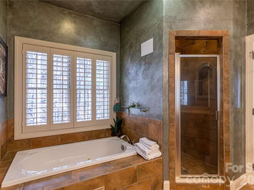 446 Windridge Drive, Sugar Grove, NC 28679.  MLS# CAR4360975, YatesRealty ID 11618. Master tub and shower