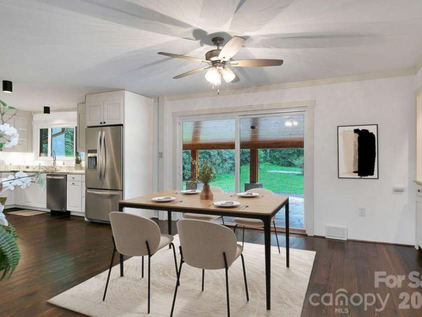 100 Ashton Lane, Brevard, NC 28712.  MLS# CAR4411812, YatesRealty ID 11621. Dining Area to Patio