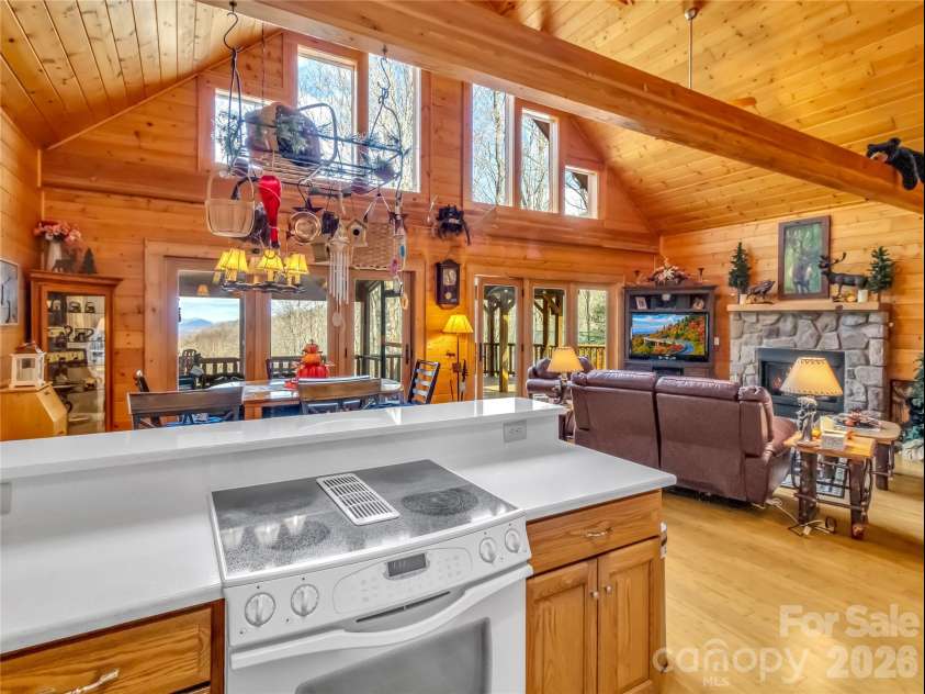1664 Tawodi Trail, Maggie Valley, NC 28751.  MLS# CAR4360189, YatesRealty ID 11622. Kitchen area off living room